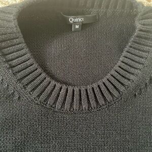 Quince Women's Size M Black Knit Fisherman Crewneck Organic Cotton Sweater EUC